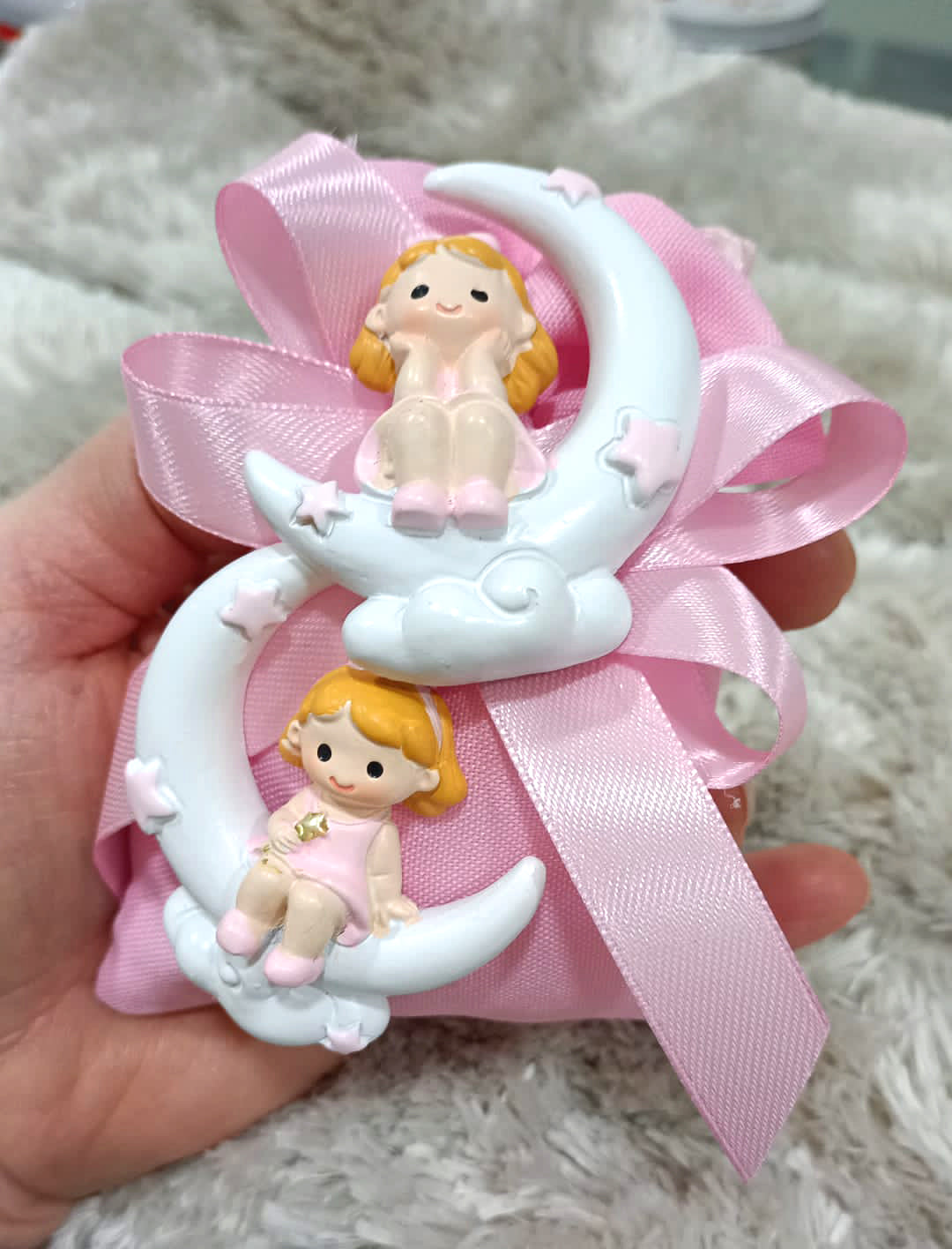 Magnete resina bimba su luna Nascita Bimba