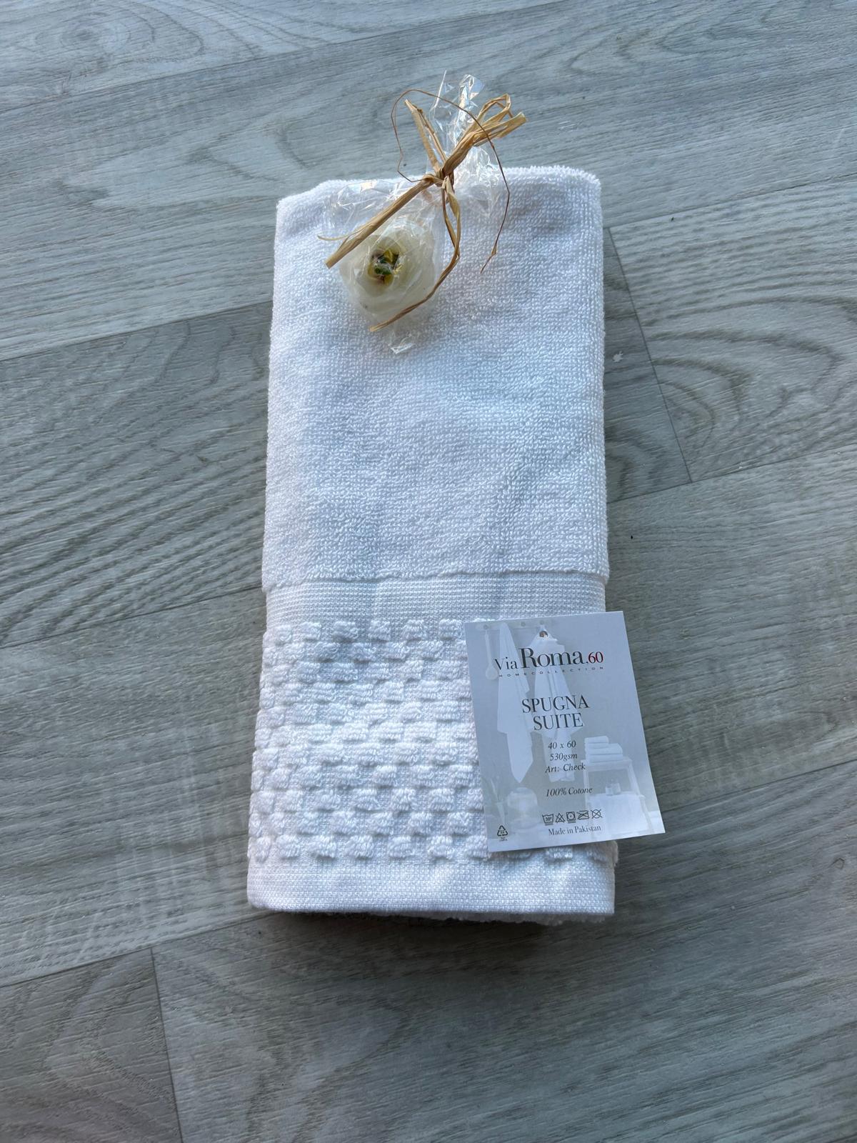 Asciugamano Ospite Via Roma 60 Check in Spugna di Puro Cotone 420 gr/mq – Made in Italy