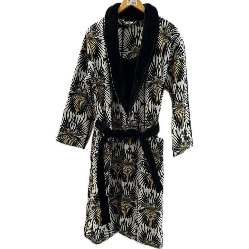 Accappatoio Ray Of Gold Roberto Cavalli taglia S/M, modello sciallato, in spugna 100% cotone, morbido e raffinato, prodotto Made in Italy.