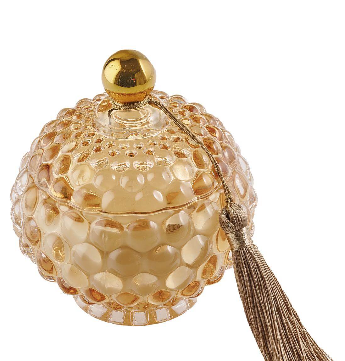 3 Pezzi Candela Bon Bon Ambra con Nappina Special Gifts - The King Luxury