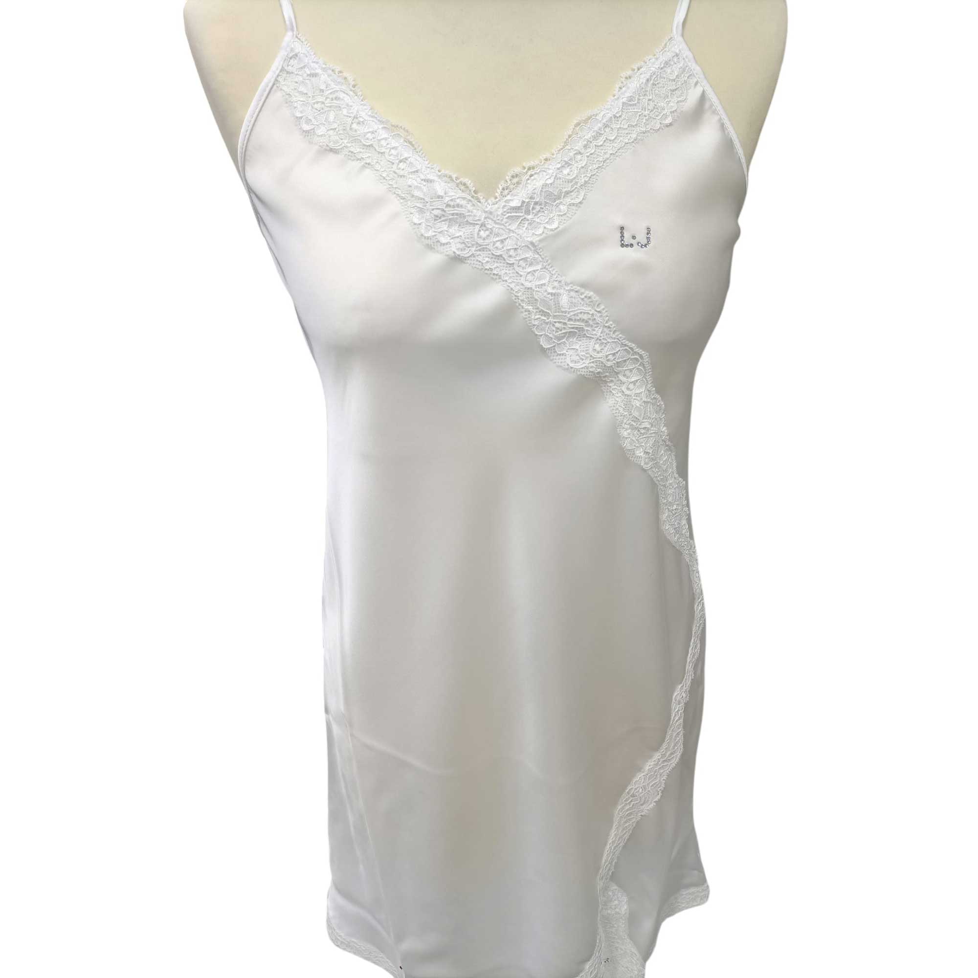 Camicia da notte Liu Jo A4DL0010, spallina sottile e scollo merlettato floreale, tessuto elasticizzato, Made in Italy