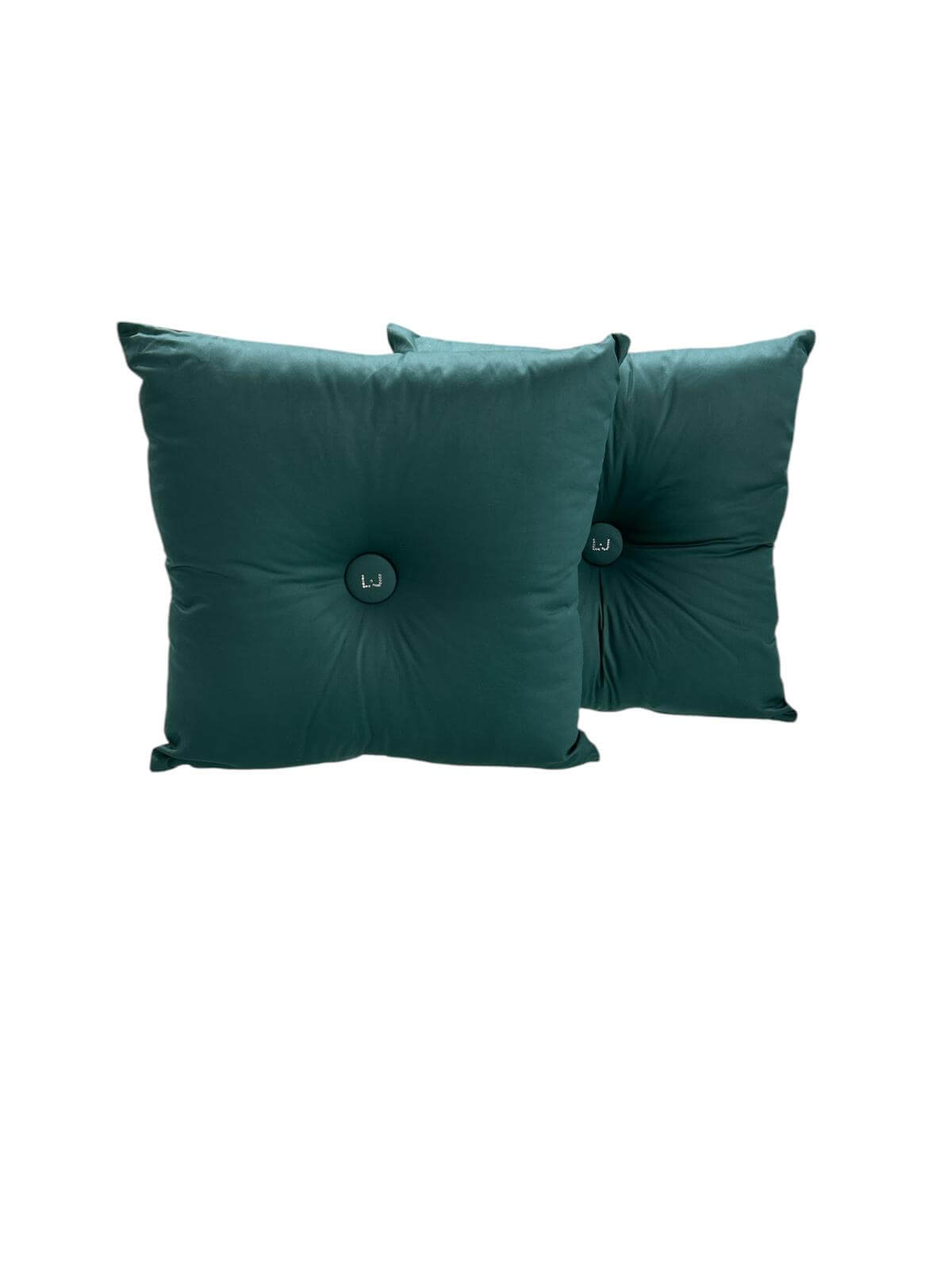 Cuscino arredo Liu Jo 40x40 cm in raso di cotone con bottone centrale decorativo, elegante e Made in Italy.