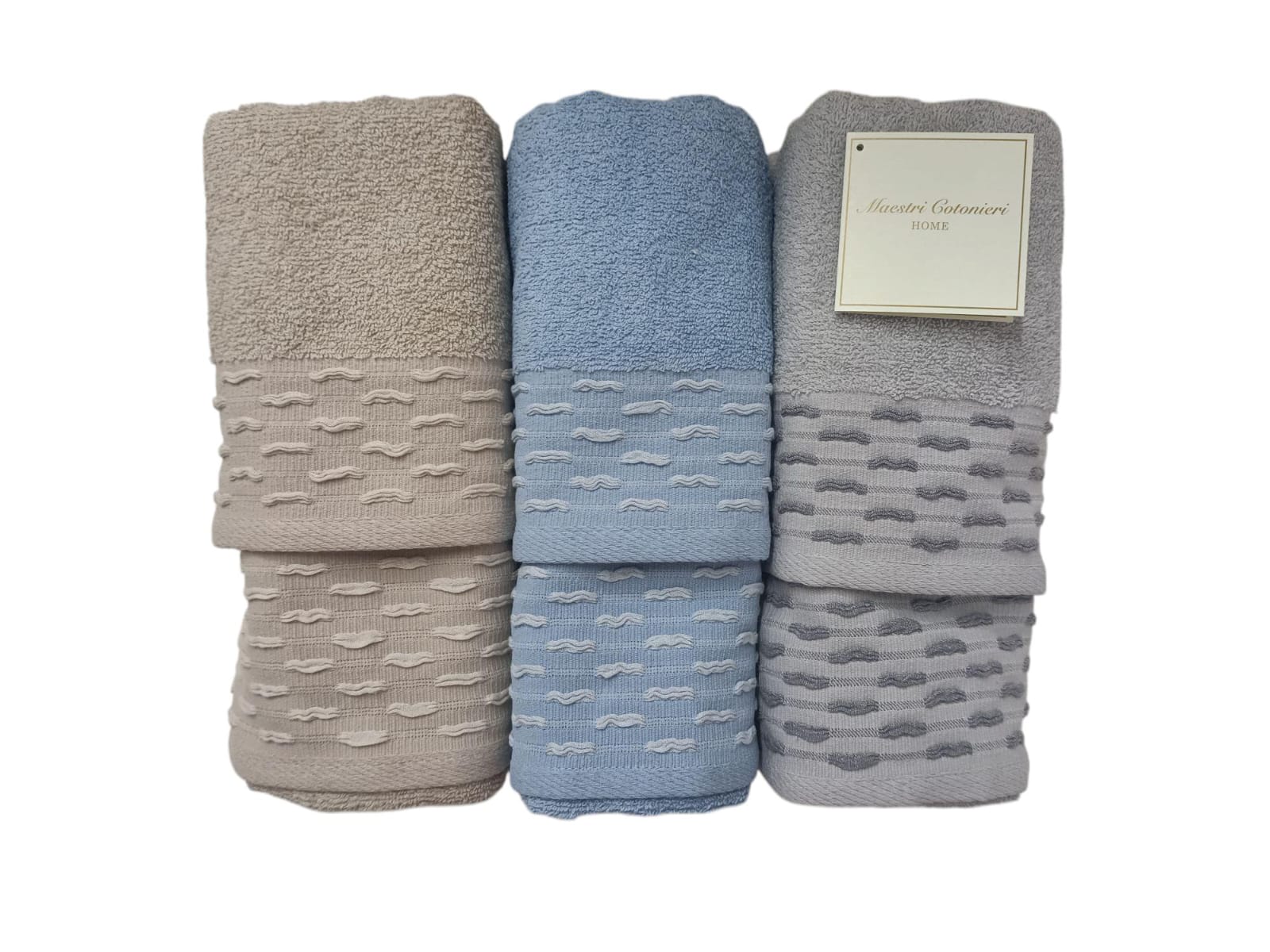 Set Asciugamani 3+3 Maestri Cotonieri India Spugna di Cotone
