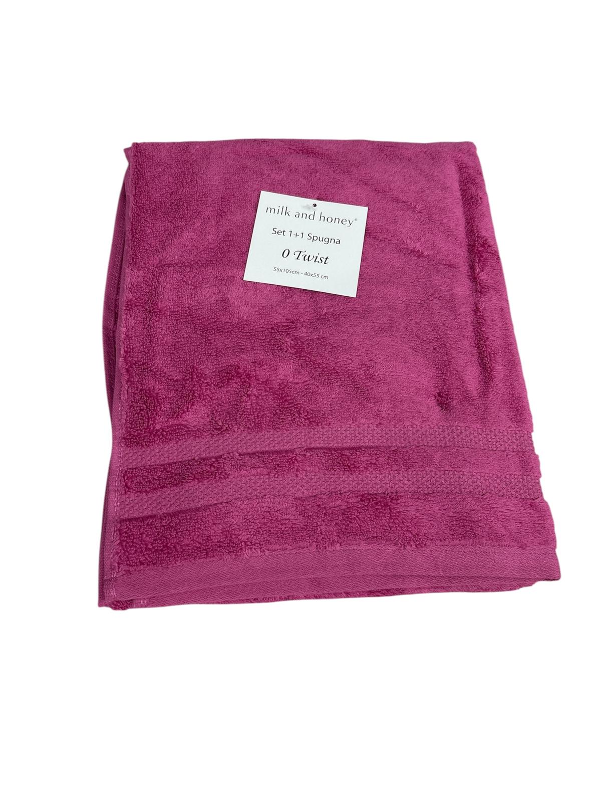 Set Asciugamani 1+1 Milk And Honey Twist Spugna di Cotone