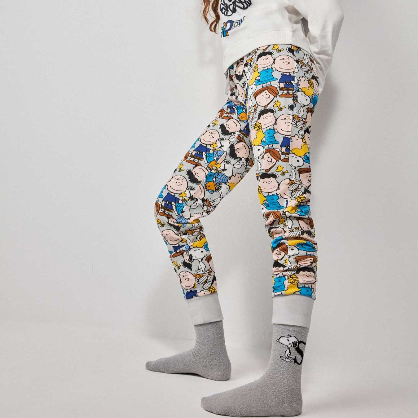 Calzini Gisela Snoopy antiscivolo in tessuto morbido, taglia unica, con stampa Peanuts