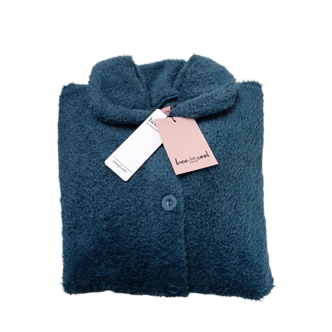 Giacca da camera donna Bisbigli BO388606, collo con bottoni, tessuto Coral 100% poliestere, taglia 42, Made in Italy