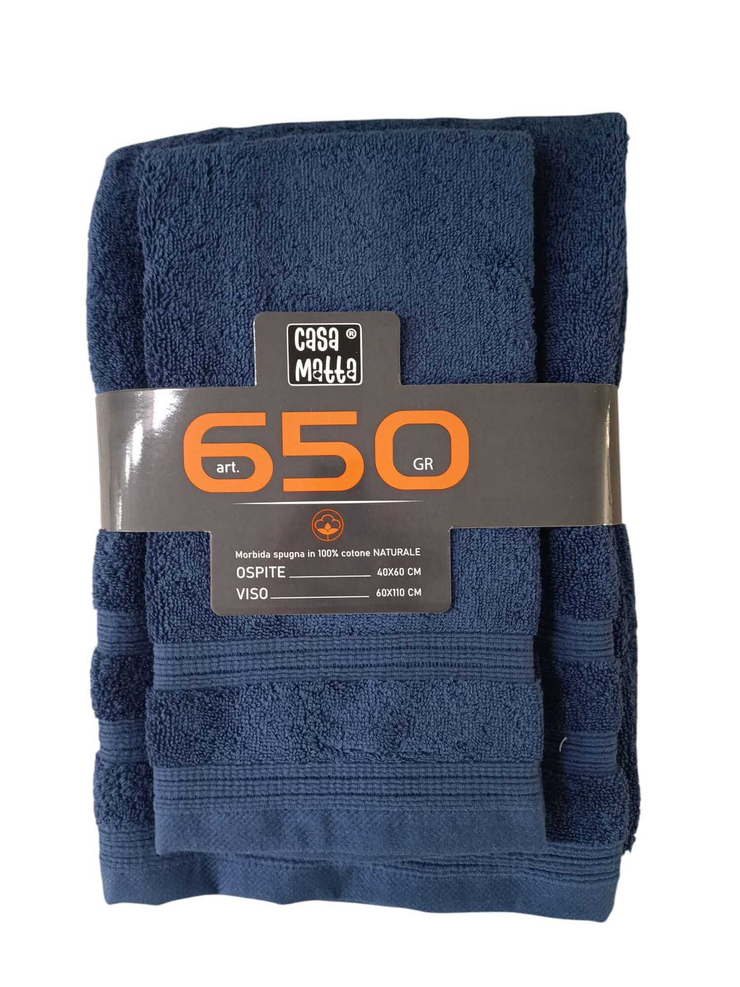 Set Asciugamani 1+1 Casa Matta 650GR Spugna di Cotone