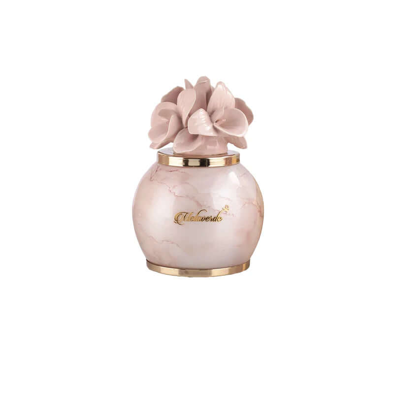 Lampada Melaverde Orchidea Rosa, sfera in porcellana 12x18 cm, decorata a mano, bomboniera con scatola regalo, elegante e Made in Italy.