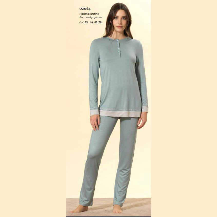 Pigiama Donna Autunno/Inverno Bisbigli BQ202064 – Serafino in Viscosa con Pantalone Fantasia