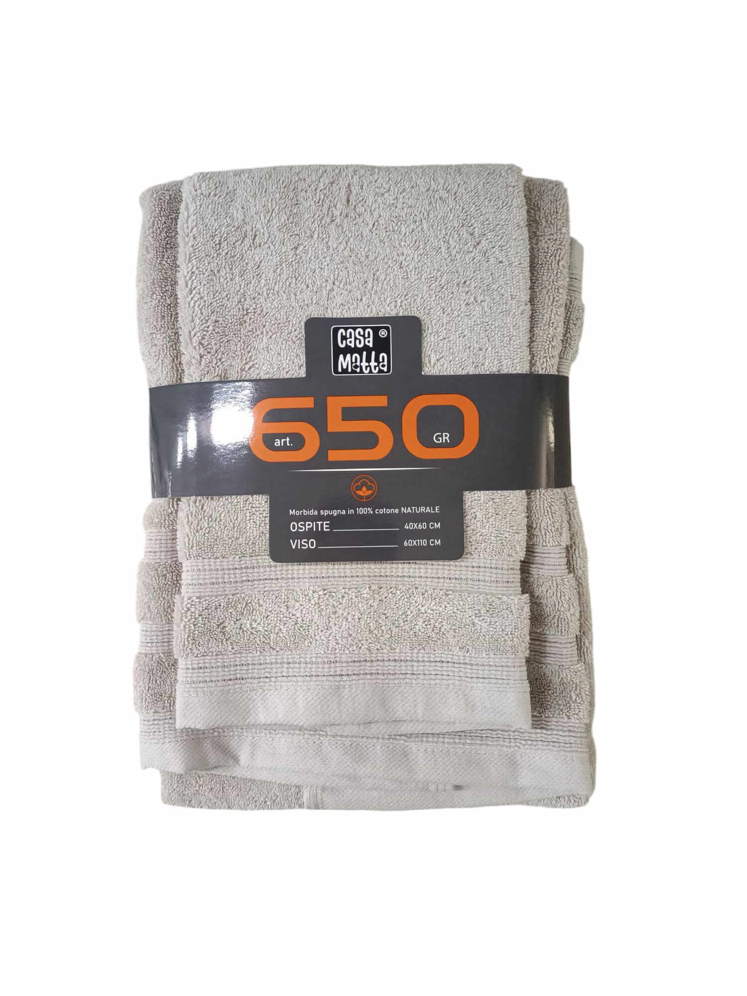 Set Asciugamani 1+1 Casa Matta 650GR Spugna di Cotone