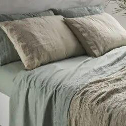 Completo lenzuola Creole Firenze Siena matrimoniale in cotone stone washed, 260x290 cm, con federe, Made in Italy.