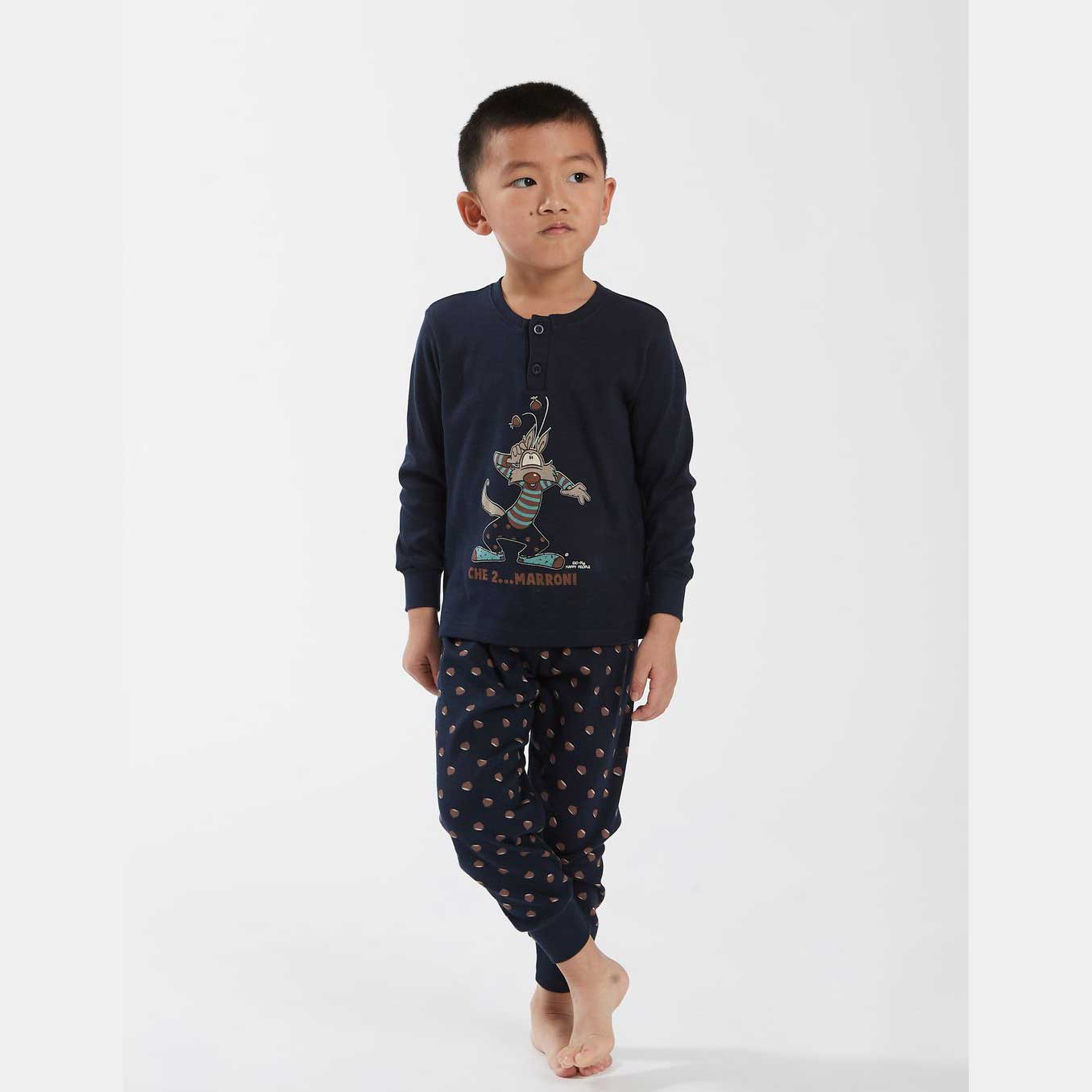 Pigiama Primavera/Estate Bimbo Happy People Marroni 4 anni 100% Cotone