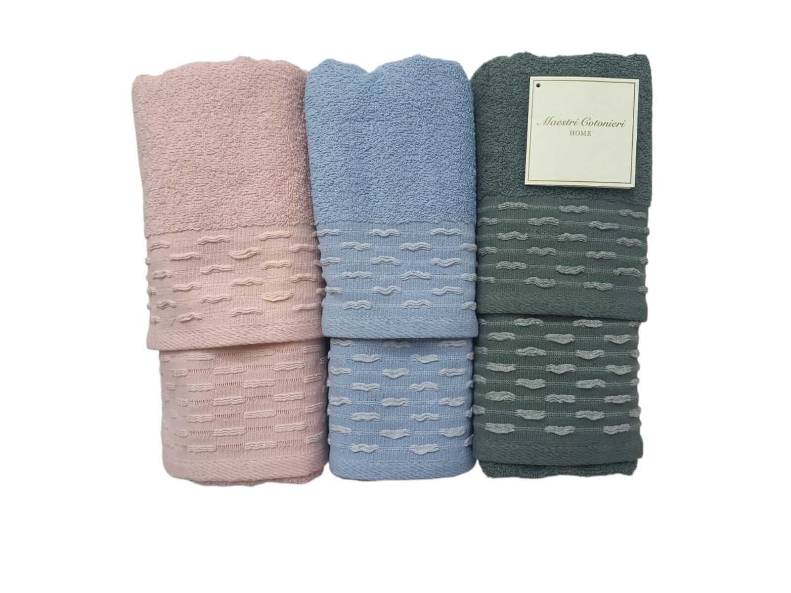 Set Asciugamani 3+3 Maestri Cotonieri India Spugna di Cotone