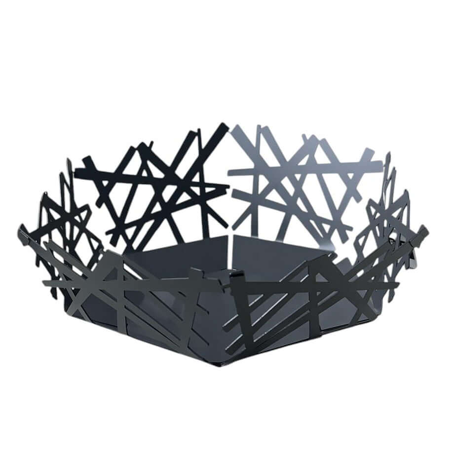 Cesto centrotavola Big Tokyo Ceart in acciaio dolce, design moderno taglio laser, 42x33x11 cm, artigianale Made in Italy, ideale come porta frutta decorativo.