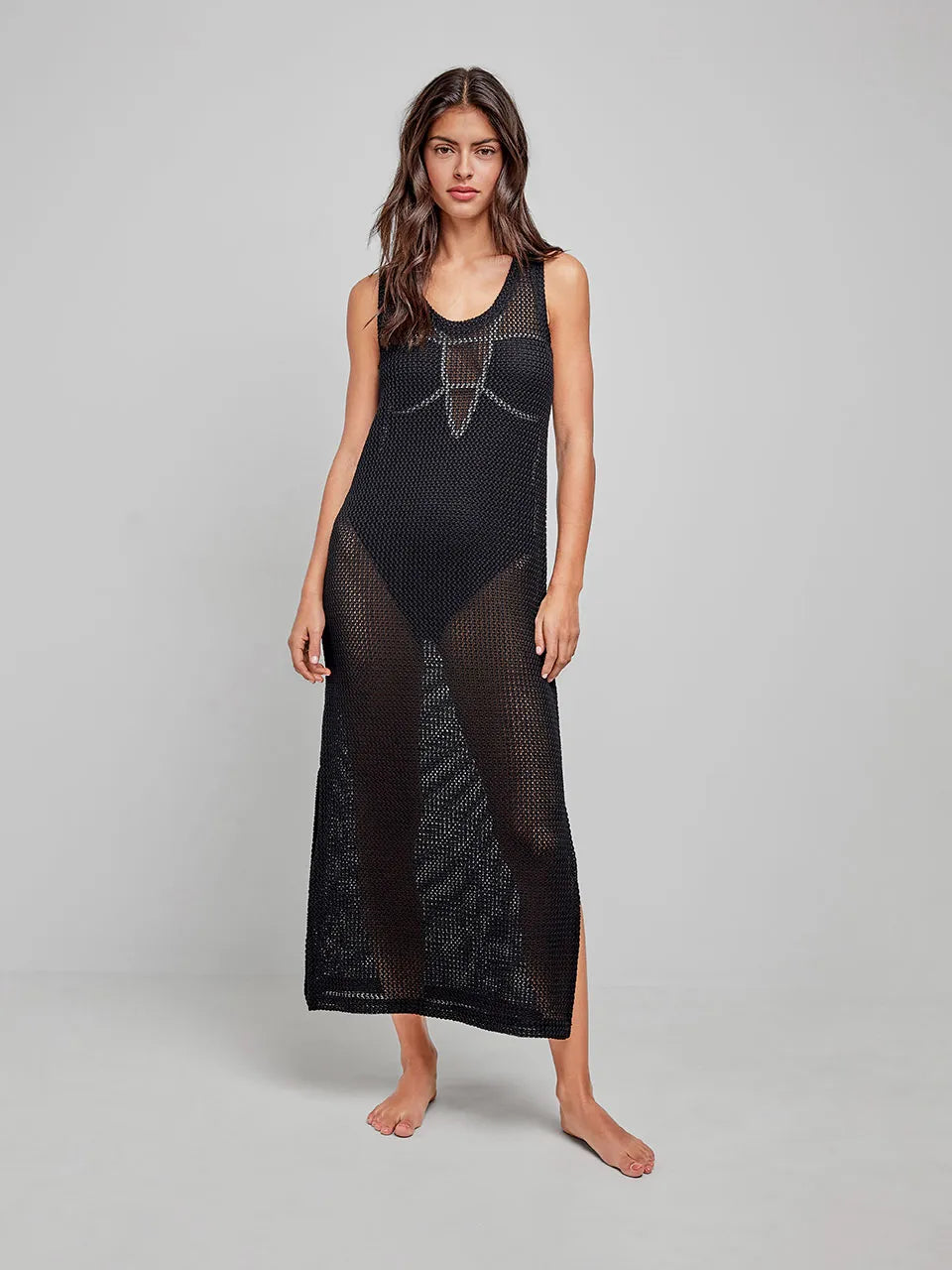 Abito lungo Gisela 2/40025U taglia M, tessuto crochet traforato, stile estivo boho chic, perfetto come copricostume o abito midi.