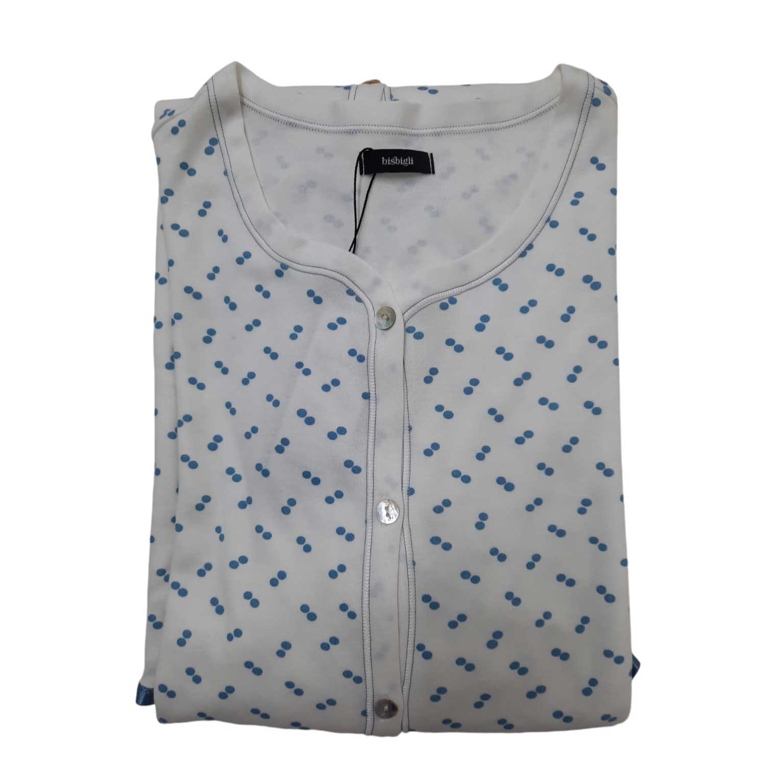 Camicia da notte donna Bisbigli Serie 5 Eco, apertura con bottoni, fondo smerlato, tessuto modal e cotone, Made in Italy