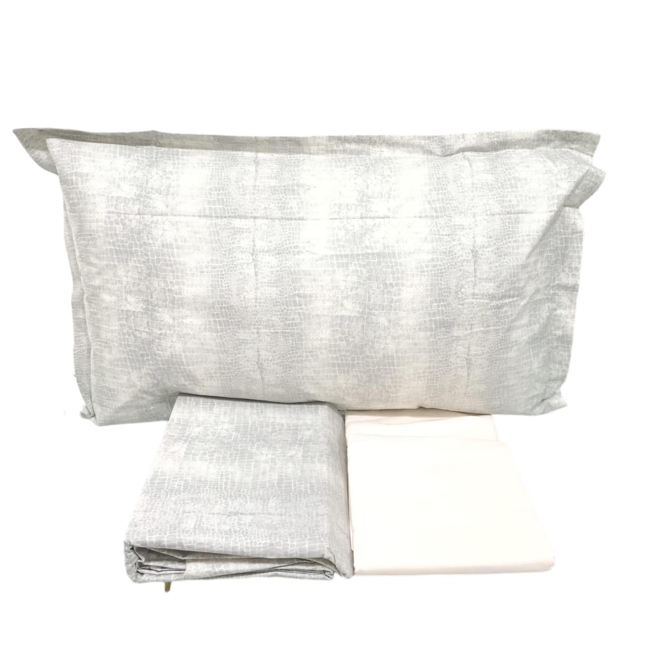 Completo lenzuola singolo Snake in percalle di cotone 100% con balza a giorno da 40 cm e federa maxi 52x82
