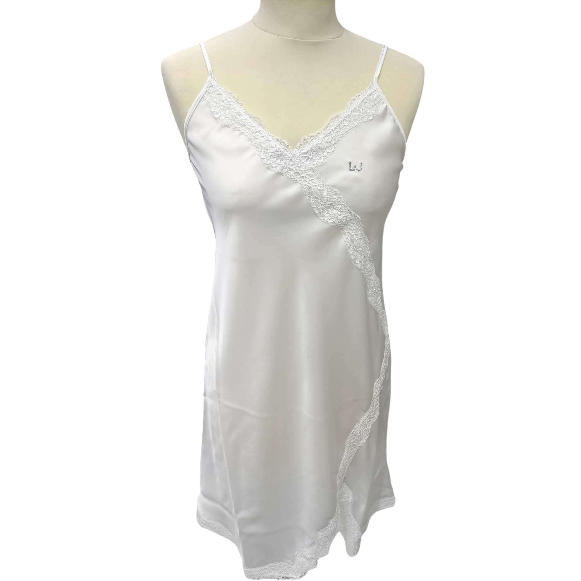 Camicia da notte Liu Jo A4DL0010, spallina sottile e scollo merlettato floreale, tessuto elasticizzato, Made in Italy