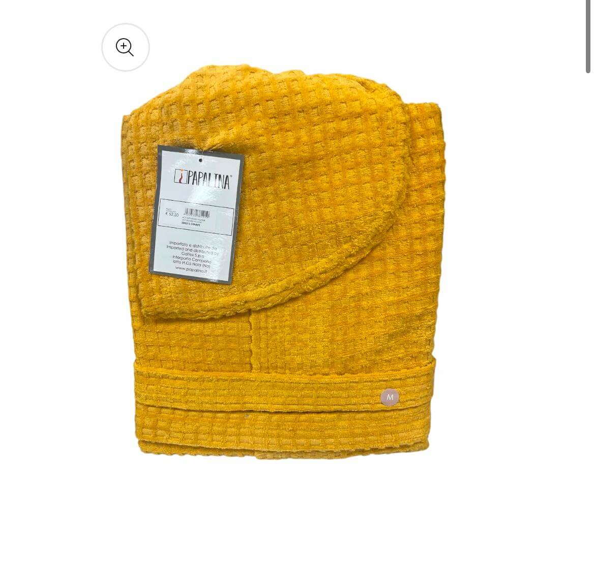 Accappatoio Papalina Velour Million taglia M, in spugna jacquard di cotone 400 gr/mq, con cappuccio, tasche e cintura, extra morbido, Made in Italy.