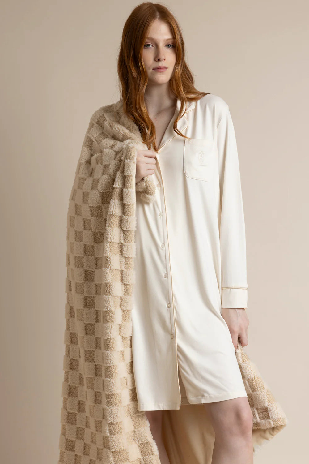 Camicia da Notte Donna Admas Classic – Invernale, Aperta, in Caldo Cotone