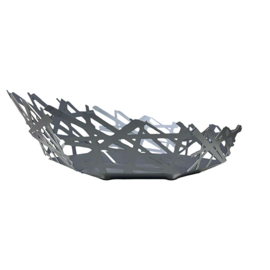 Cesto centrotavola Big Tokyo Ceart in acciaio dolce, design moderno taglio laser, 42x33x11 cm, artigianale Made in Italy, ideale come porta frutta decorativo.
