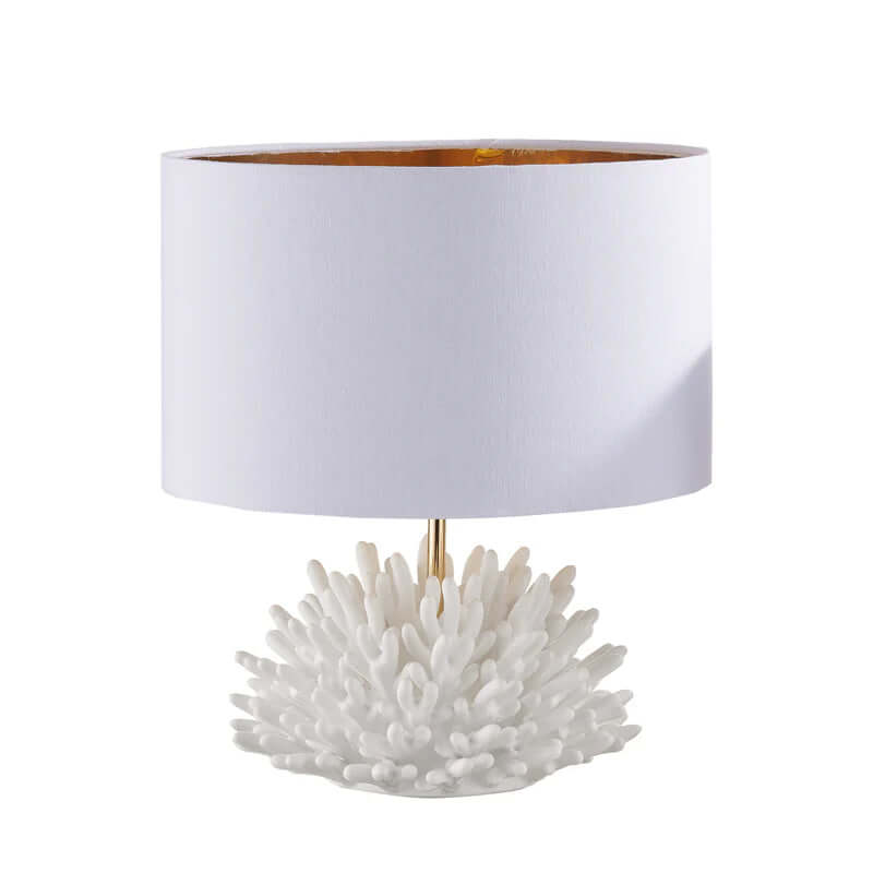 Lume decorativo Melaverde Grande Corallo in ceramica bianca, altezza 40 cm. Lampada artigianale Made in Italy, perfetta per arredare e regalare.