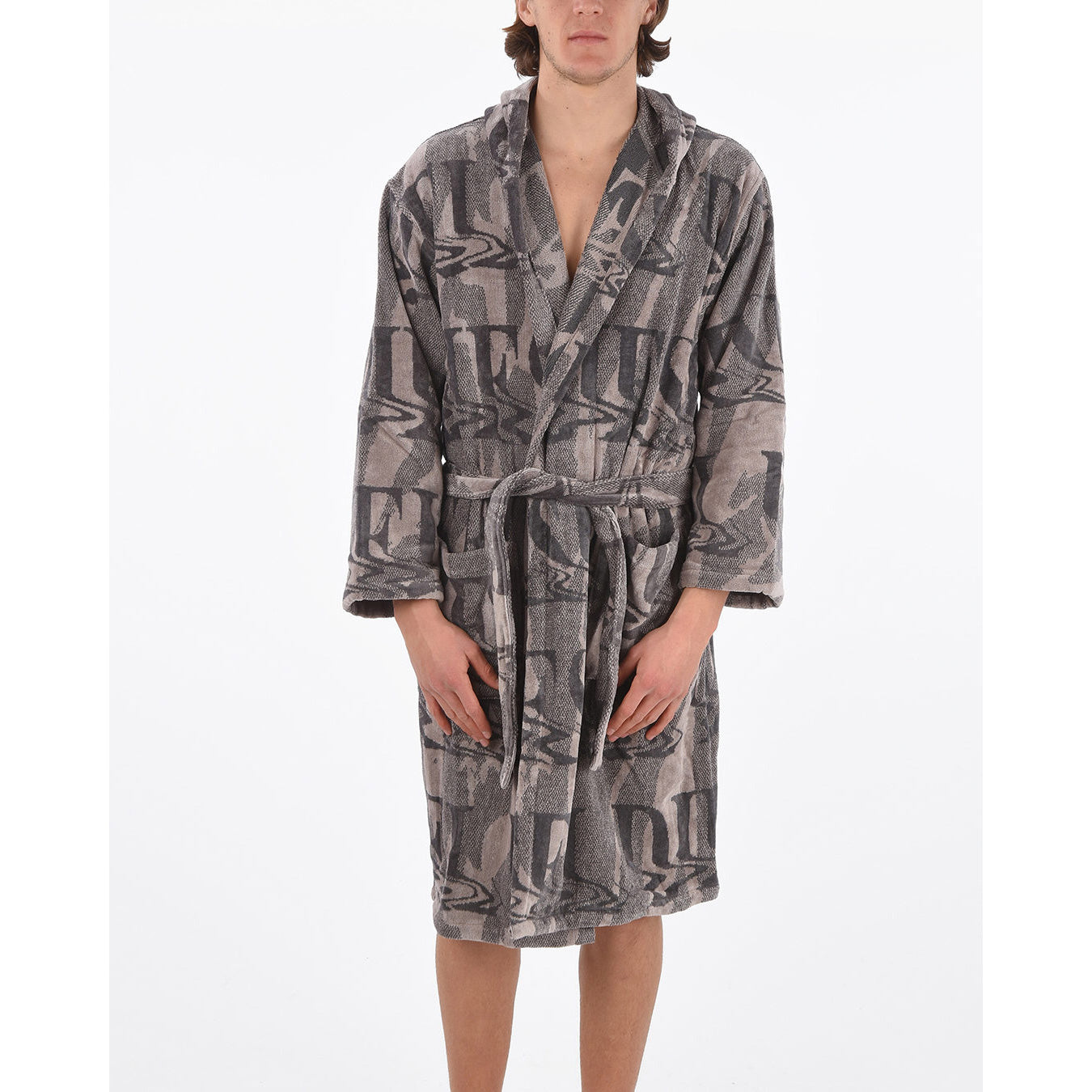 Accappatoio Diesel New Liquid Logo con Cappuccio in Cotone