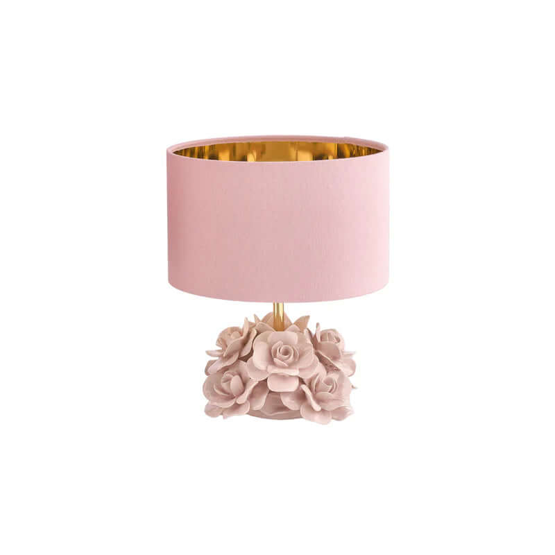 Lume Fiore Piccolo Rosa Melaverde in ceramica decorata a mano, altezza 30 cm. Bomboniera raffinata o complemento d’arredo elegante, Made in Italy.