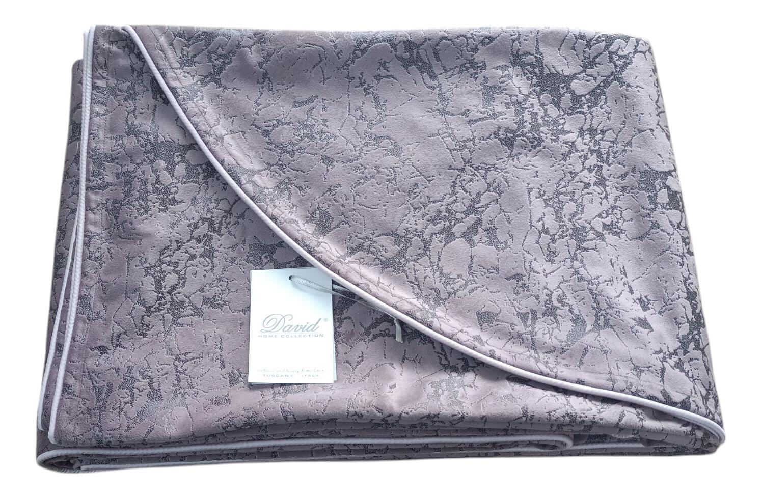 Copriletto matrimoniale David Revolution 270x270 cm in velluto stampato, colore malva, effetto jacquard, elegante e Made in Italy