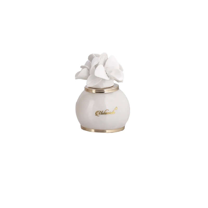 Lampada Piccola Melaverde Orchidea marmo bianco, sfera in ceramica 10x13 cm fatta a mano, bomboniera con scatola regalo, artigianale e Made in Italy.