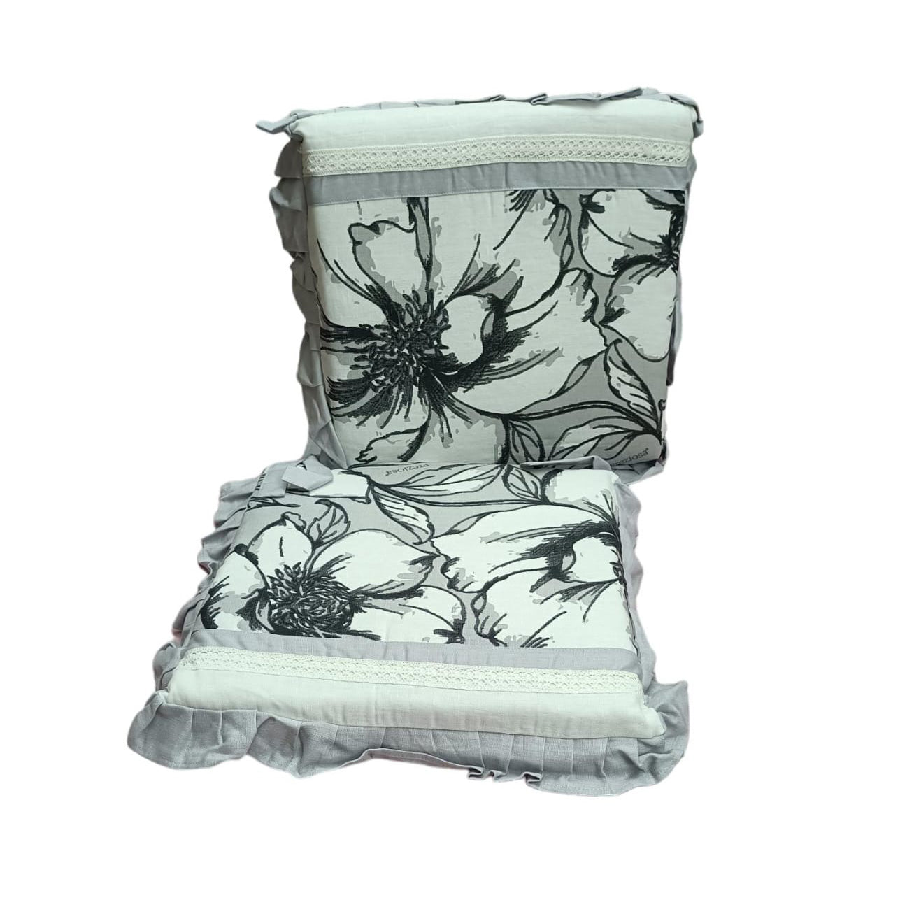 Coprisedia Preziosa Rugiada 40x40 cm in panama cotone e lino con frill, set 6 pezzi, lavabili, colori per tutte le stagioni