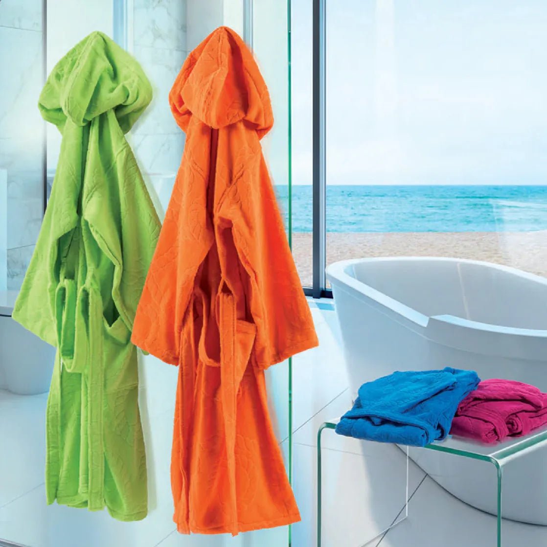 Accappatoio Mirabello Carrara Ancora con Cappuccio - The King Luxury