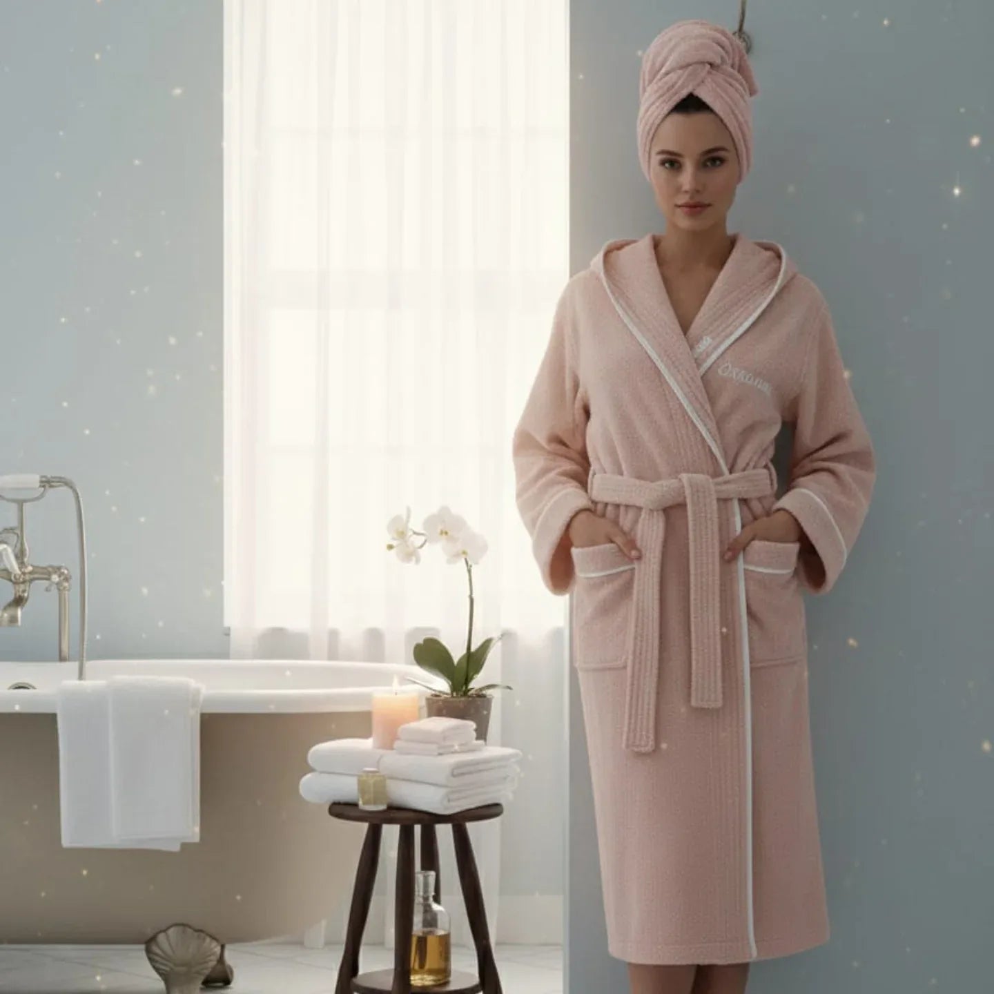 Accappatoio Opera Prima Piping Spugna di Cotone - The King Luxury