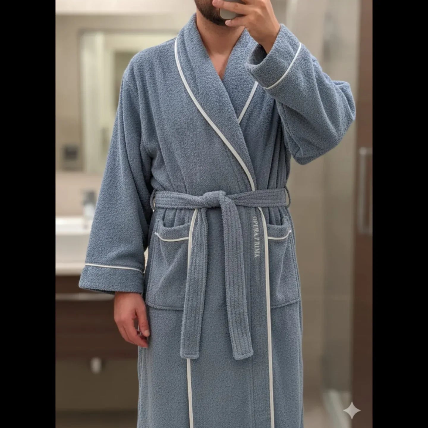 Accappatoio Opera Prima Piping Spugna di Cotone - The King Luxury