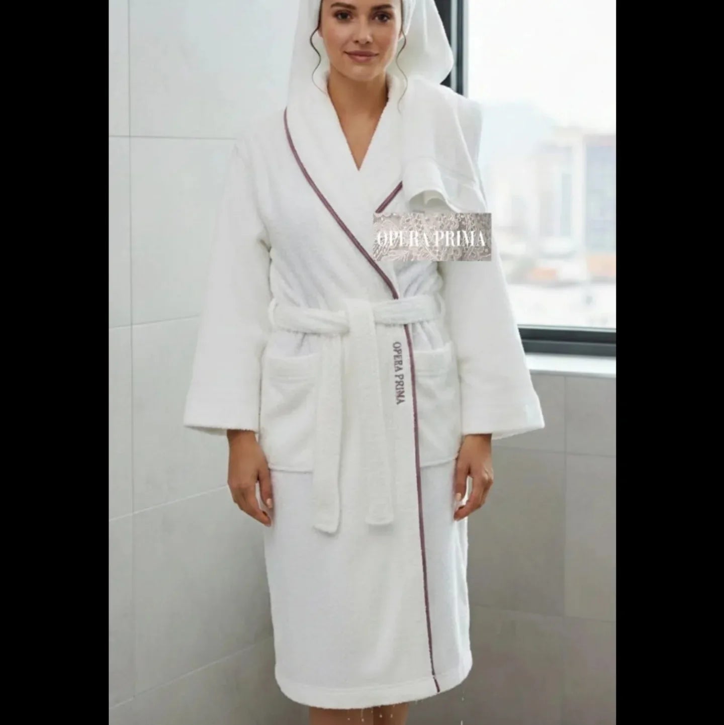 Accappatoio Opera Prima Piping Spugna di Cotone - The King Luxury