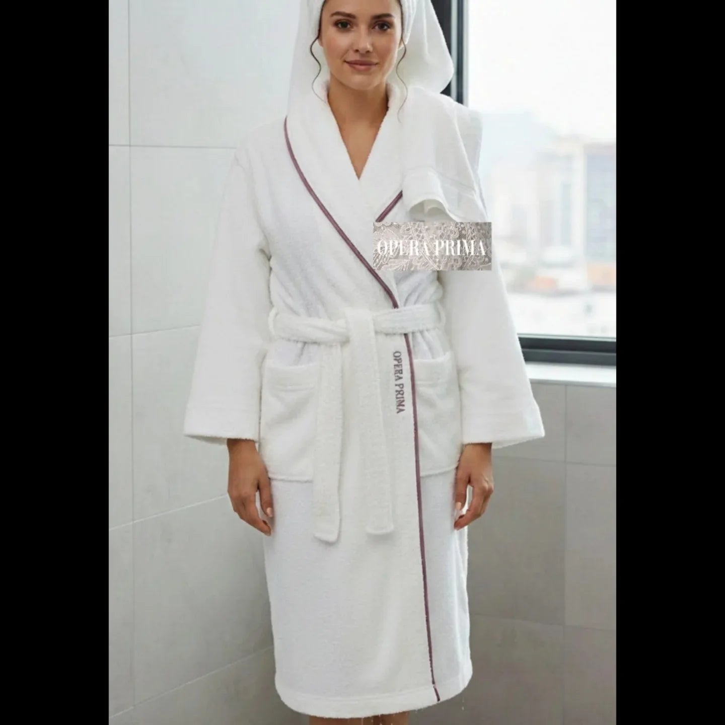 Accappatoio Opera Prima Piping Spugna di Cotone - The King Luxury