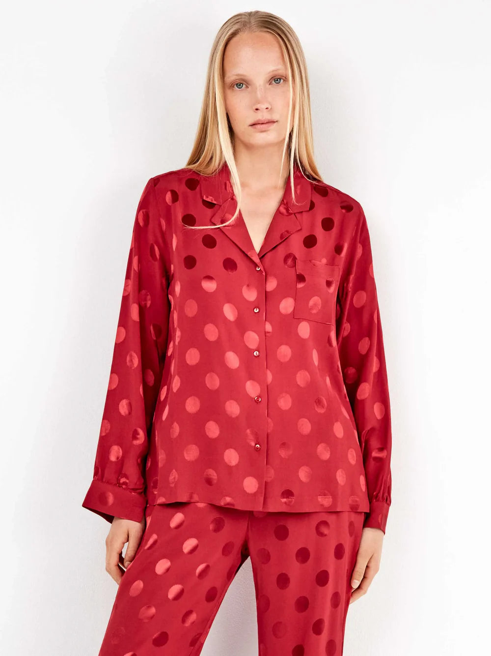 Pigiama Donna Gisela 2/20325S – Camicia e Pantaloni a Pois in Viscosa
