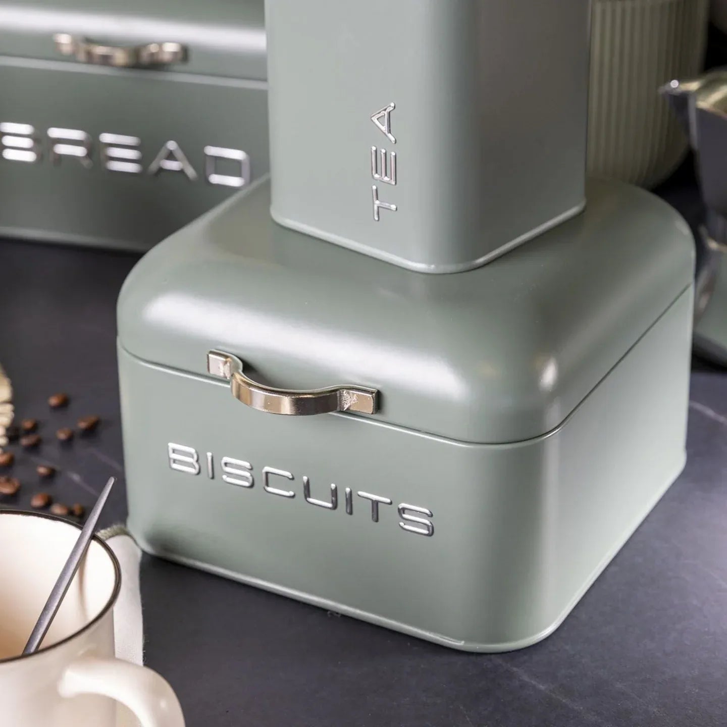 Biscottiera Evviva 5952 – Vintage con Manico in Metallo Verde - The King Luxury