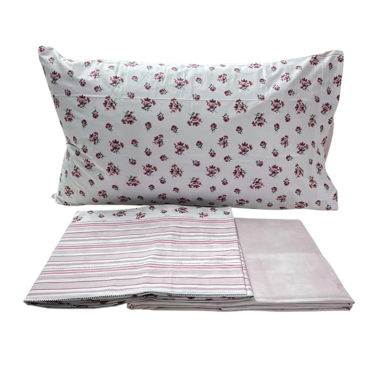 Completo Lenzuola Casa Giulia Flower Matrimoniale Percalle di Cotone - The King Luxury