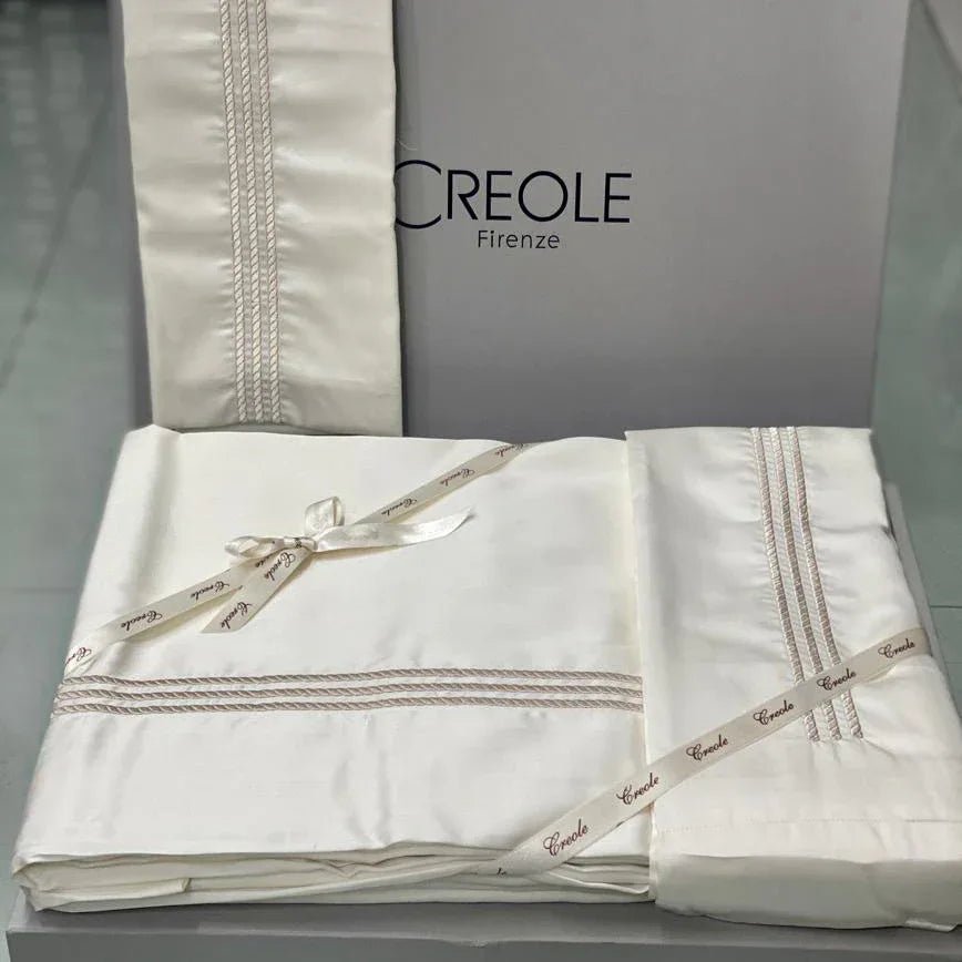 Completo Lenzuola Creole Firenze Thea Matrimoniale Percalle Cotone - The King Luxury