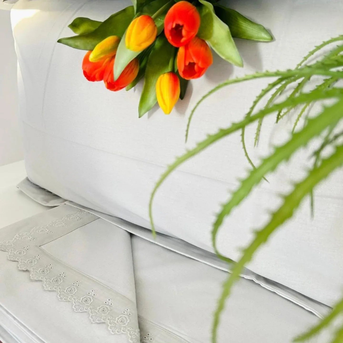 Completo Lenzuola Matrimoniale Alexander Tuscany Home Pizzetto – 100% Cotone - The King Luxury