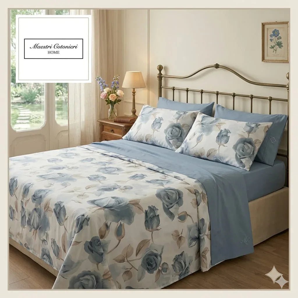 Completo Lenzuola Matrimoniale Maestri Cotonieri Malaga in Puro Cotone con 4 Federe - The King Luxury
