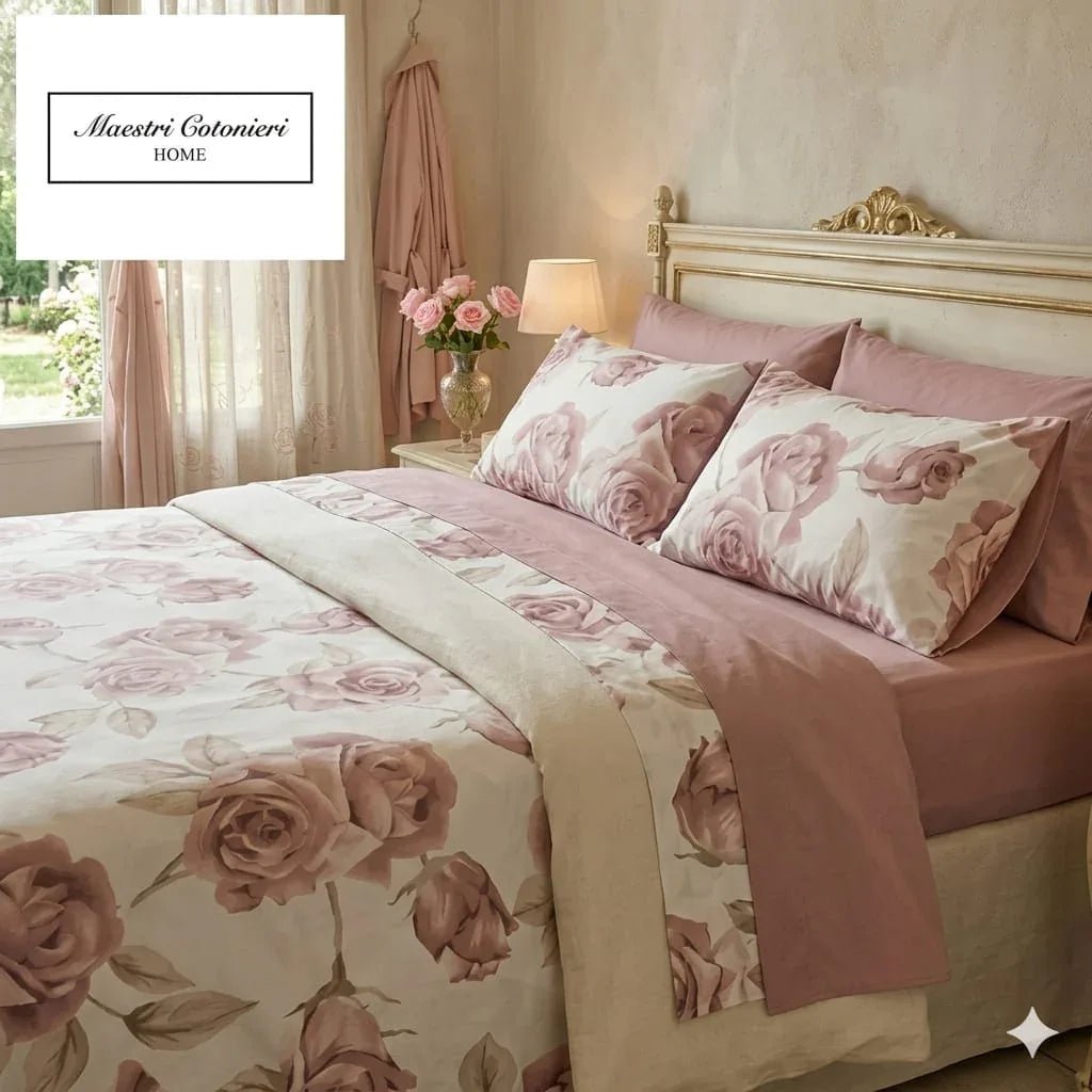 Completo Lenzuola Matrimoniale Maestri Cotonieri Malaga in Puro Cotone con 4 Federe - The King Luxury