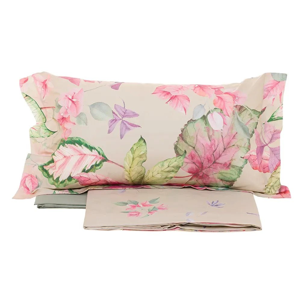 Completo Lenzuola Matrimoniale Sentosa Tessitura Randi Percalle Cotone 200TC - The King Luxury