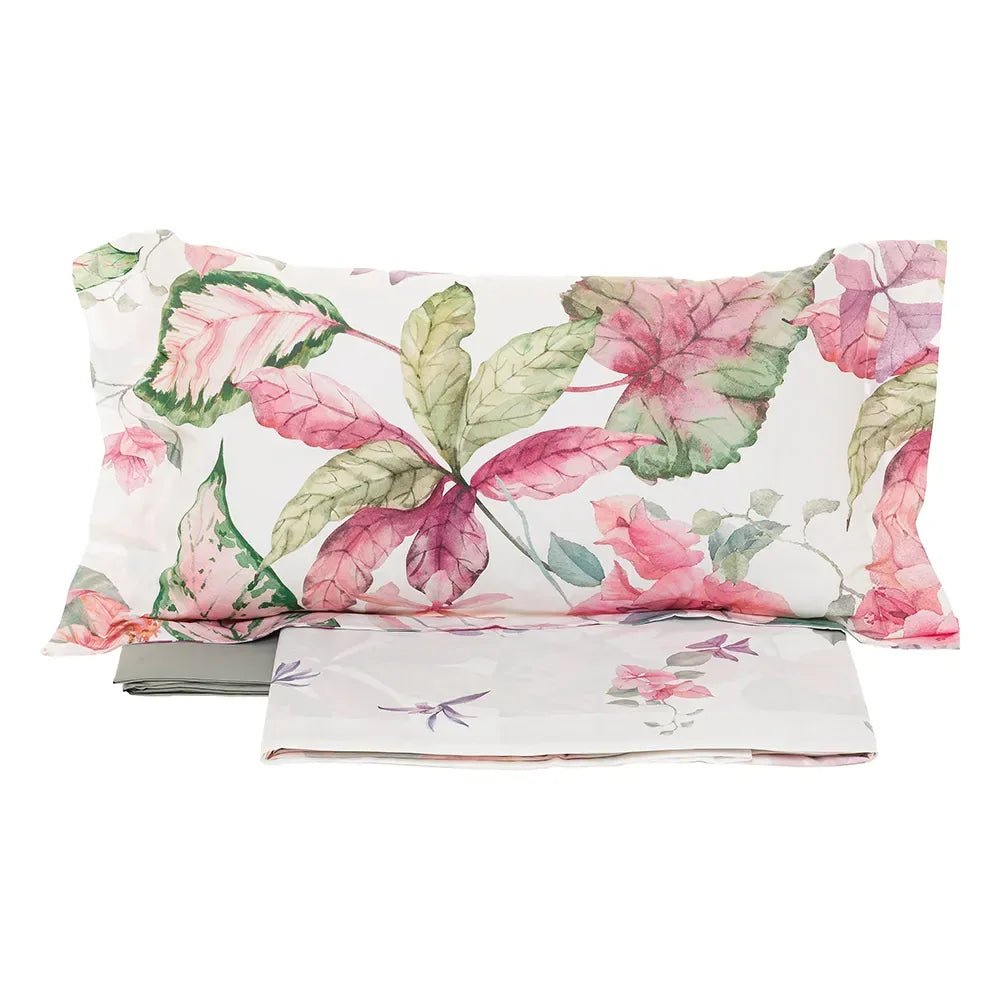 Completo Lenzuola Matrimoniale Sentosa Tessitura Randi Percalle Cotone 200TC - The King Luxury