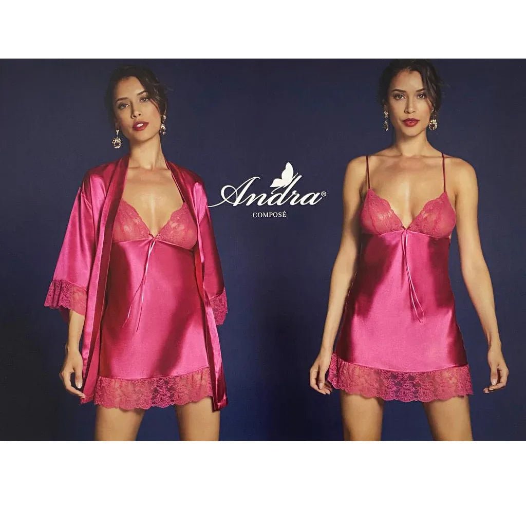 Completo Sposa Andra IV Kimono e Baby Doll in Raso - The King Luxury