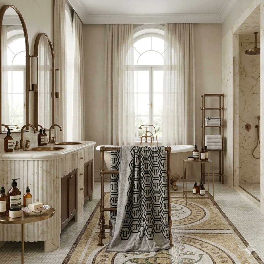 Coppia asciugamani Philipp Plein Pattern Spugna di Cotone - The King Luxury