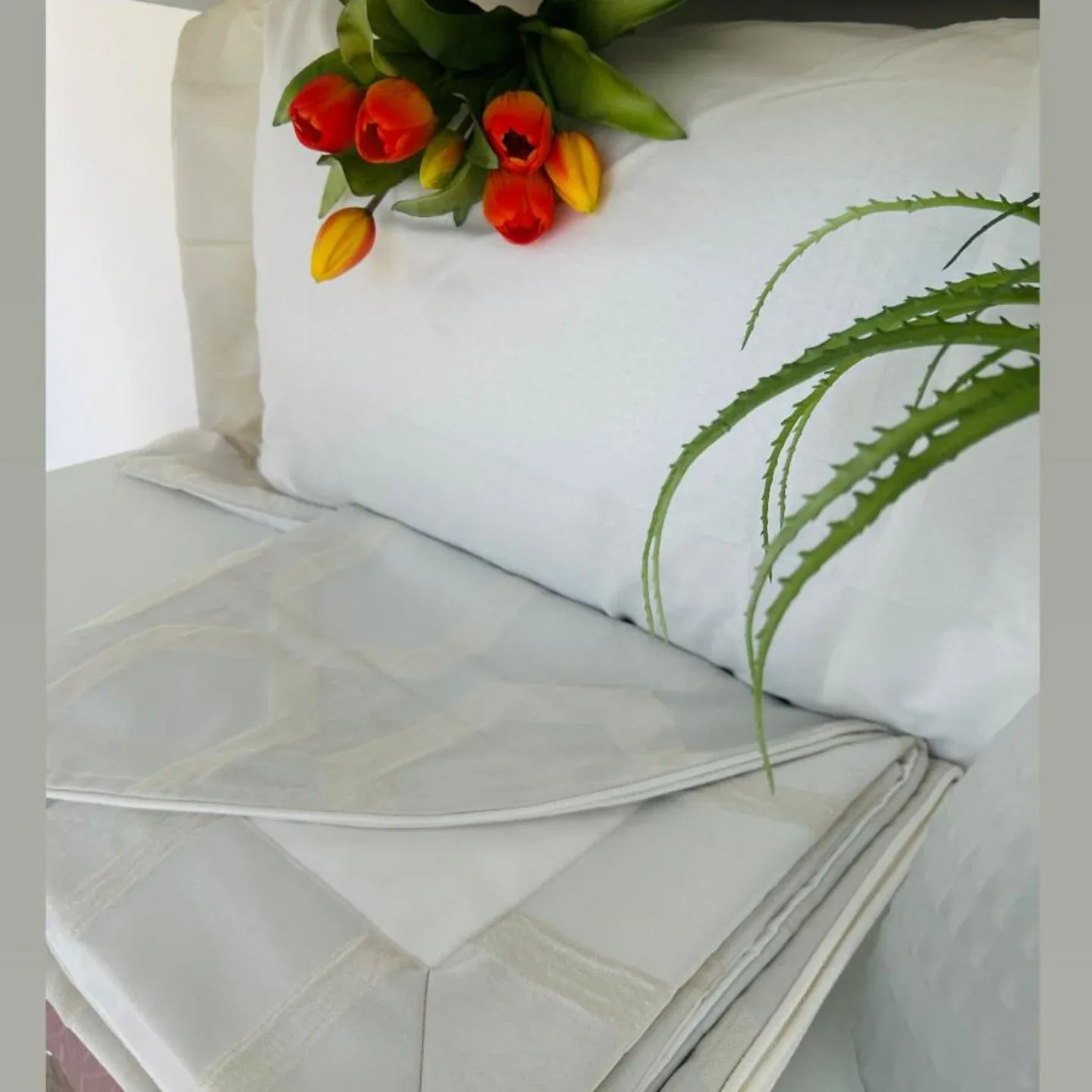 Copriletto + Lenzuolo Matrimoniale Alexander Tuscany Home Esagono – Jacquard 260x260 cm - The King Luxury