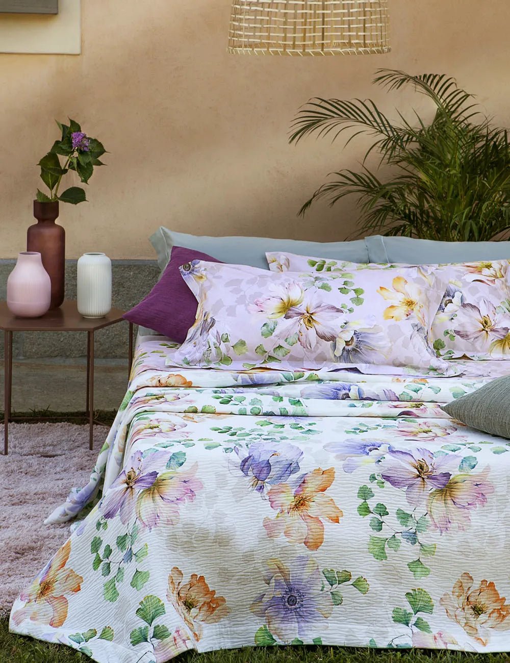 Copriletto Matrimoniale Amanda Fiore Tessitura Randi Jacquard - The King Luxury