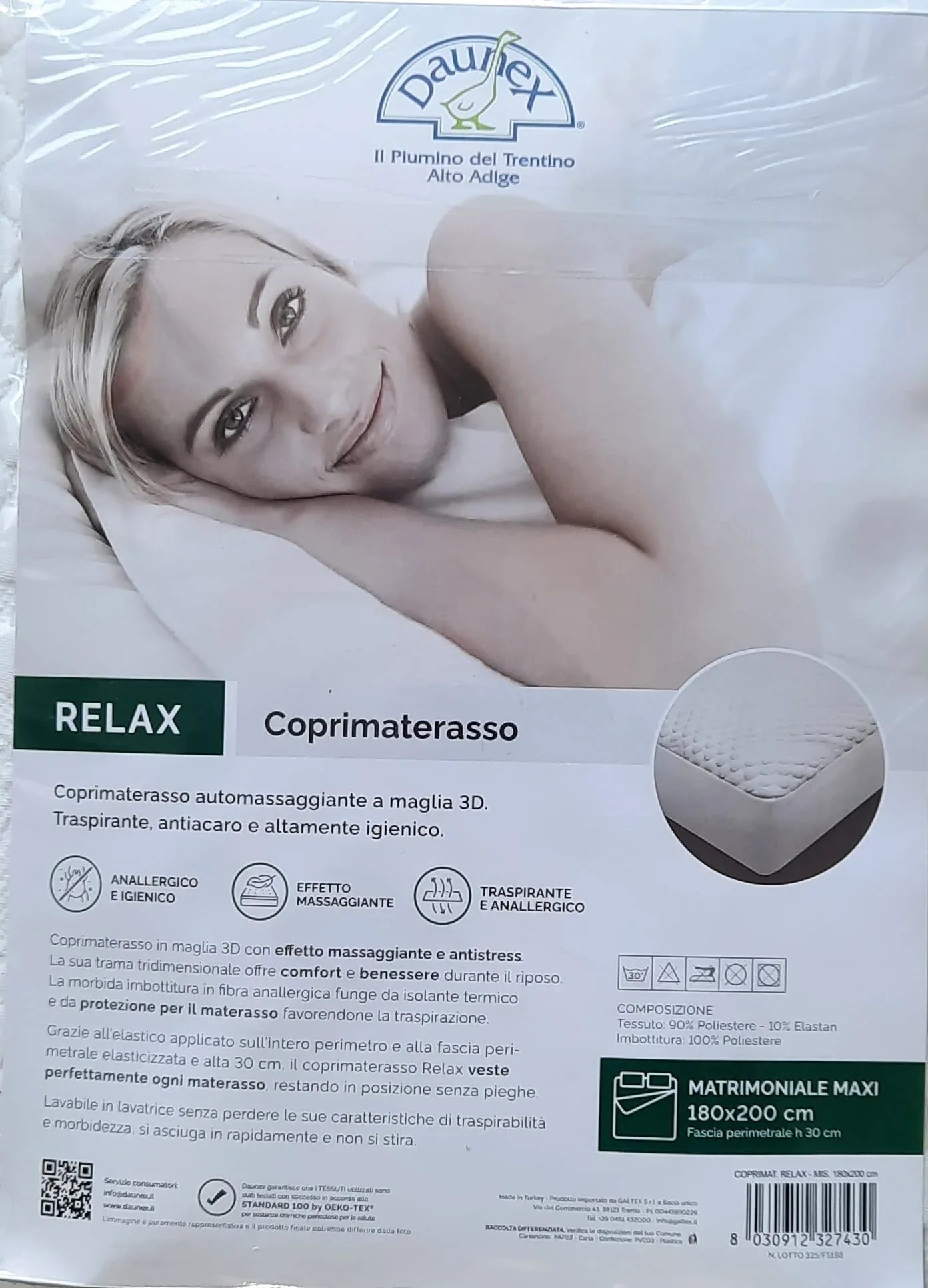 Coprimaterasso Daunex Relax Matrimoniale 180x200 + 30 cm - The King Luxury